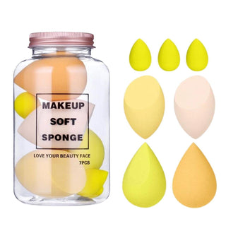 7-piece Soft Makeup Sponge Set - Yellow - Popsicle Beauty Club