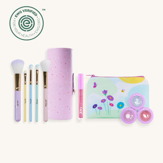 EWG makeup for kids, safe non-toxic beauty play set with brushes and makeup kit designed for gentle, imaginative play