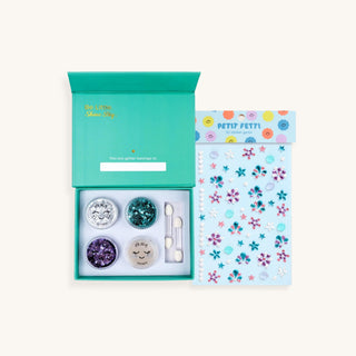 Mermaid face glitter makeup and gemstone sticker set for kids – biodegradable, non-toxic, and perfect mermaid gift