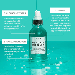Mermaid Micellar all natural micellar cleansing water for kids, gently removes makeup, dirt, and oil while hydrating delicate skin; perfect for skin care kids