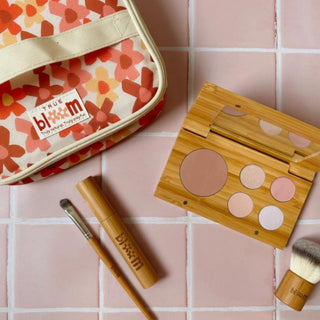 Natural makeup kit for kids with refillable makeup palette from True Bloom Kids, made with non-toxic, eco-friendly ingredients for safe beauty play