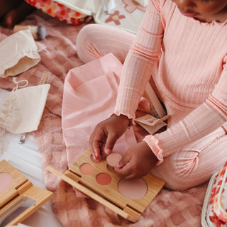 Natural makeup kit for kids with refillable makeup palette from True Bloom Kids, made with non-toxic, eco-friendly ingredients for safe beauty play