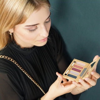 Zao Makeup Night & Roses refillable eyeshadow palette with five cool organic eye palette shades in eco compact