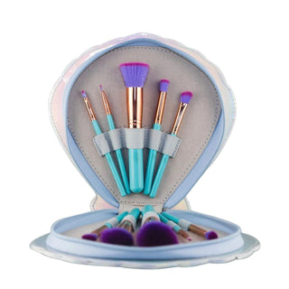 10-Piece Aqua Mermaid Brush Set with Sea Shell Case - Popsicle Beauty Club