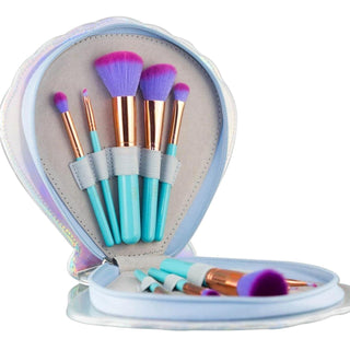 10-Piece Aqua Mermaid Brush Set with Sea Shell Case - Popsicle Beauty Club