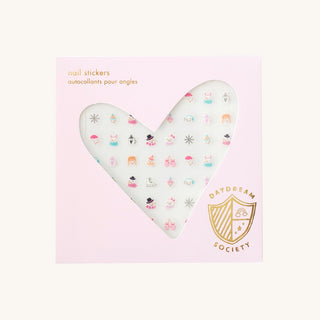 Christmas nail art stickers packaged in pink paperboard, branded Daydream Society