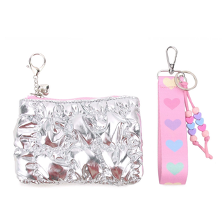 Quilted Scrunchies Silver Metallic Bag Charm Set