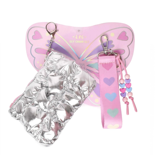 Quilted Scrunchies Silver Metallic Bag Charm Set