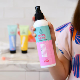 All-natural hair spray for sensitive skin—kids hair spray with Lilli Pilli and Marshmallow extracts; alcohol-free, medium hold
