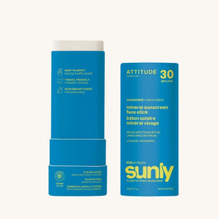 Attitude Sunly EWG Verified mineral sunscreen face stick SPF 30 for kids, unscented sunscreen made with safe, natural ingredients for sensitive skin