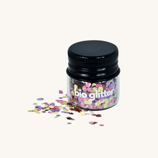 Certified Biodegradable Bio-glitter, biodegradable hair glitter for hair gel, safe for face, hair, body, and nails, packaged in a glass jar
