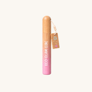 Eco Glam Girl Star Dusted refillable pink lip gloss in bamboo holder