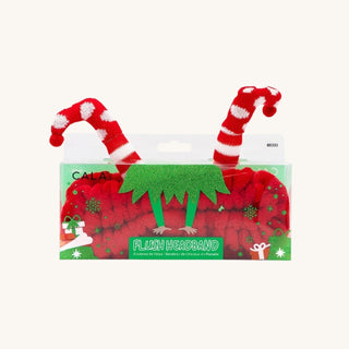 Elf legs and reindeer antlers plush Christmas spa headbands for kids and holiday spa gifts