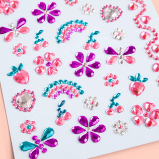 Face Sticker Set with sparkly sticker gems featuring 3D seashells, pearl stars, gemstones, and flowers for kids