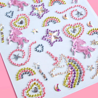 Face Sticker Set with sparkly sticker gems featuring 3D seashells, pearl stars, gemstones, and flowers for kids