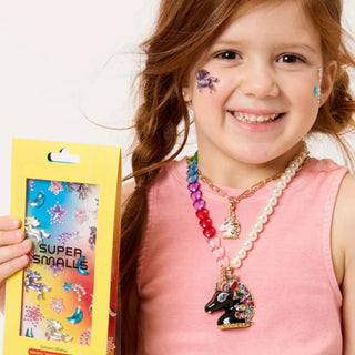 Gemify™ Super Stickers self adhesive face gems for kids featuring unicorn and mermaid designs with colorful 3D gem stickers for dress-up, parties, and creative play