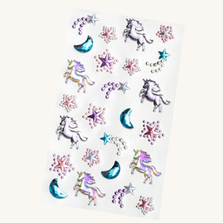 Gemify™ Super Stickers self adhesive face gems for kids featuring unicorn and mermaid designs with colorful 3D gem stickers for dress-up, parties, and creative play