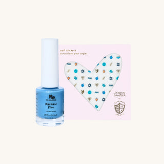Non-toxic Hanukkah nail polish set with Hanukkah nail art stickers for kids