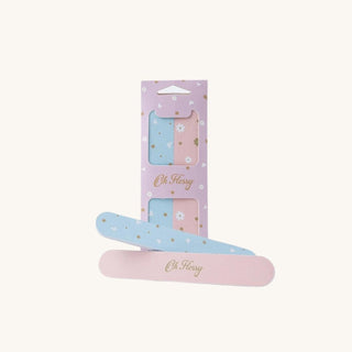 Oh Flossy kids nail files 2-pack with 240/360 grit, child-sized and gentle for safe nail play, perfect with non toxic nail polish and nail stickers