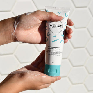 MEBEME Gentle Gel Cleanser, a natural kids face wash for sensitive skin made with Emu Apple, Lavender, and Ylang Ylang oils