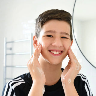MEBEME Gentle Gel Cleanser, a natural kids face wash for sensitive skin made with Emu Apple, Lavender, and Ylang Ylang oils