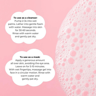 Moon Jelly Gel Cleanser Mask, a gentle face cleanser for teens, naturally bright pink from hibiscus, hydrates, detoxifies, and brightens sensitive skin