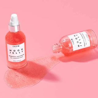 Moon Jelly Gel Cleanser Mask, a gentle face cleanser for teens, naturally bright pink from hibiscus, hydrates, detoxifies, and brightens sensitive skin