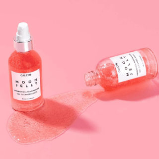 Moon Jelly Gel Cleanser Mask, a gentle face cleanser for teens, naturally bright pink from hibiscus, hydrates, detoxifies, and brightens sensitive skin