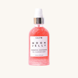 Moon Jelly Gel Cleanser Mask, a gentle face cleanser for teens, naturally bright pink from hibiscus, hydrates, detoxifies, and brightens sensitive skin