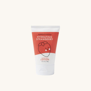 Natural lotion for kids in a strawberry scent lotion, strawberry body lotion, and strawberry lotion made with gentle, plant-based ingredients
