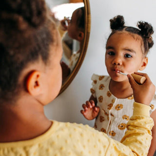 Natural makeup kit for kids with refillable makeup palette from True Bloom Kids, made with non-toxic, eco-friendly ingredients for safe beauty play