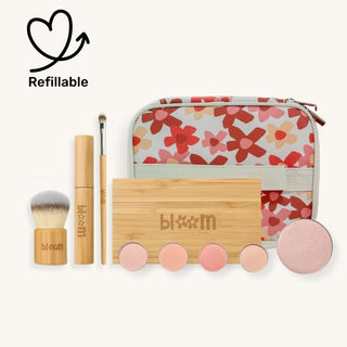 Natural makeup kit for kids with refillable makeup palette from True Bloom Kids, made with non-toxic, eco-friendly ingredients for safe beauty play