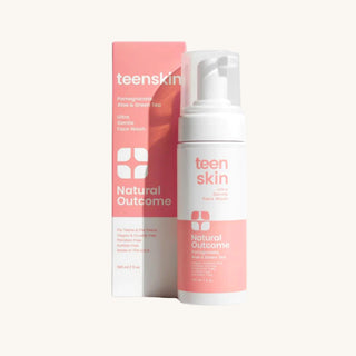 Natural Outcome face wash for kids, gentle foaming cleanser with pomegranate, aloe, and green tea for clean, balanced skin