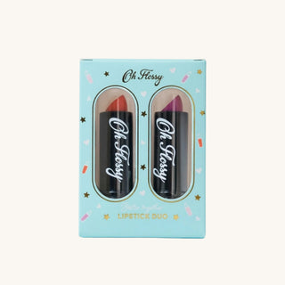Oh Flossy Play Lipstick for Kids in pink and purple, 100% natural and vegan, safe for sensitive lips, washable, and free from toxins