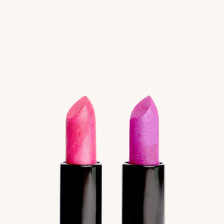 Oh Flossy Play Lipstick for Kids in pink and purple, 100% natural and vegan, safe for sensitive lips, washable, and free from toxins