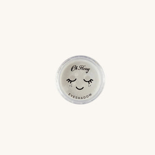 Pearl eyeshadow container with a smiley face design on a white background