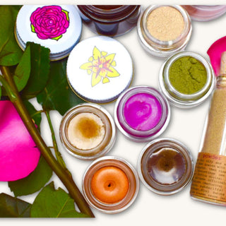 Organic lip gloss for kids in a glass jar with purple dragon fruit tint