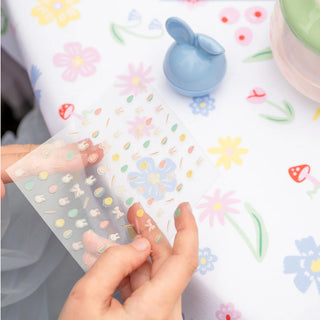 Pastel Easter nail stickers with gold foil details, a fun non candy easter basket ideas option for kids