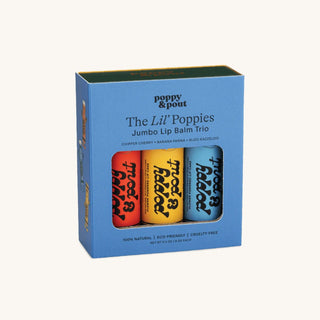 Poppy and Pout kids lip balm in fruity flavors, natural kids chapstick with a push-up tube design for easy use by children