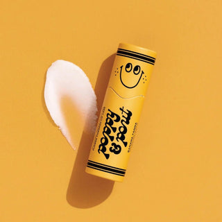 Poppy and Pout kids lip balm in fruity flavors, natural kids chapstick with a push-up tube design for easy use by children