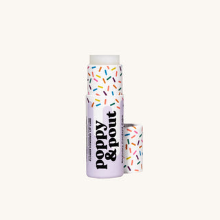 Poppy and Pout lip balm, kids lip balm, natural lip balm for kids, and kids non toxic lip balm made with safe, eco-friendly ingredients for gentle, everyday lip care