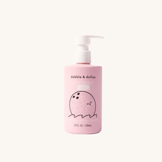 Refillable shampoo and kids bath products in strawberry or coconut scent