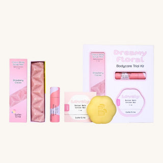Tween skin care kit with natural skin care for 10 year old girls including scrub, lotion bar, and lip balm