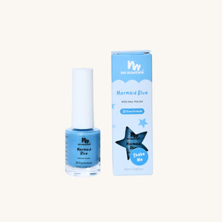 Bottle of pastel blue peel-off, water-based non toxic nail polish for kids, a kid safe nail polish free from harmful chemicals