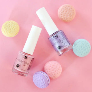 2 bottles of peel-off, water-based non toxic nail polish for kids, a kid safe nail polish free from harmful chemicals
