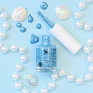 Bottle of blue peel-off, water-based non toxic nail polish for kids, a kid safe nail polish free from harmful chemicals