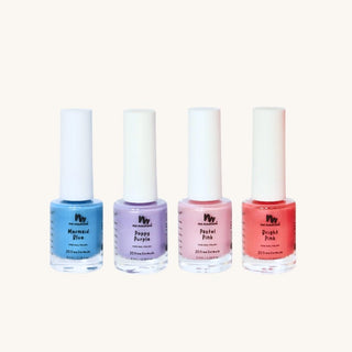 4 bottles of peel-off, water-based non toxic nail polish for kids, a kid safe nail polish free from harmful chemicals