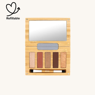 Zao Makeup Spicy Chic refillable eyeshadow palette with five warm organic eye palette shades in mirrored compact